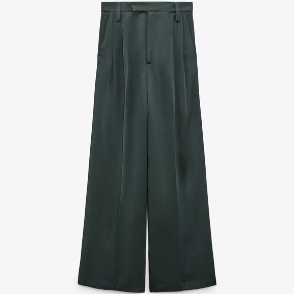 ZARA Emerald Green Satin Matching Coord Suit - Picture 13 of 16